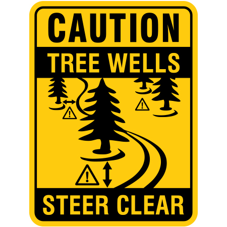 H136 Caution Tree Wells Steer Clear 18" x 24" Yellow Reflective Aluminum Sign produced by Inter-Mtn.. Click to expand image