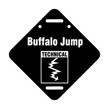 E157, 11.5 x 11.5, Technical trail name, black diamond polythylene disc, UV protected and cost effective marking signs, holes on top to hang from rope, slots top and bottom to fit over bamboo poles, trail and ability markers.. Click to expand image