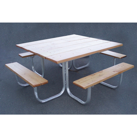8' Picnic Table(96" x 62.5" x 30)" - Pressure Treated Wood with Steel tube Frame. Mounting Hardware Included. Breaks down for shipping.. Click to expand image
