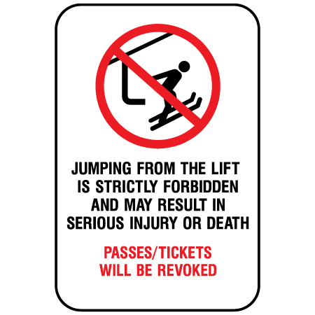 L336 12" x 18" (actual size 30x45cm) Aluminum Sign - Jumping from Lift.... Click to expand image