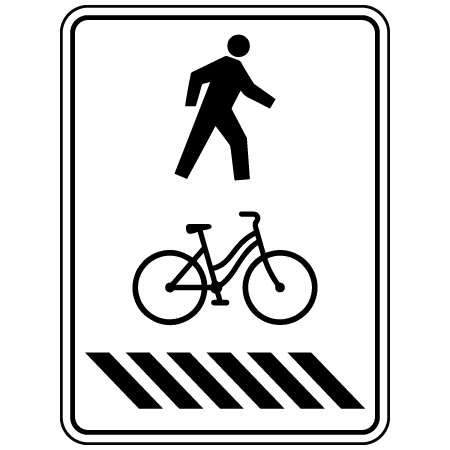 R-111-1 Pedestrian, cyclist, crosswalk, right, 18 x 24. Reflective aluminum, traffic sign for all parks, recreational facilities, municipal, city, town. Rules and conditions of your specific area, jurisdiction, produced by Inter-Mtn.. Click to expand image