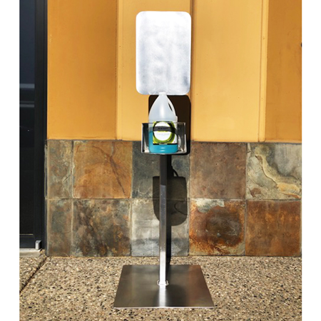 Aluminum Hand Sanitizer Stand - Freestanding 60" Tall with a 12" x 18" Sign Panel.. Click to expand image
