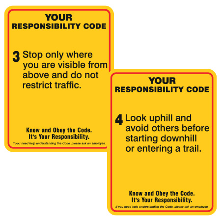 H605 Your Responsibility Code (US), yellow reflective aluminum liability sign with rounded corners - ski area sign - Inter-Mtn.. Click to expand image
