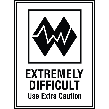 B156 18 x 24, Double Black Diamond Mountain Bike Trail Sign, Extremely Difficult, coroplast and 12 gauge sign grade aluminum sheeted with top quality, high performance print* or vinyl graphics, direct people in all trail systems, technical, cross-country, freeride, downhill, professional, difficulty levels, choose your symbol, custom, mountain bike risk and liability, safety, summer, trail, downhill.. Click to expand image