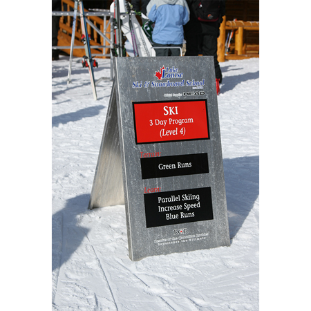 Variety of substrates available from standard crezon, metal frames with coroplast inserts, plastic, stained birch, or for added durability and longevity, custom heavy duty 12 gauge aluminum. Various sizes, handles and panels can be changed or updated.. Click to expand image
