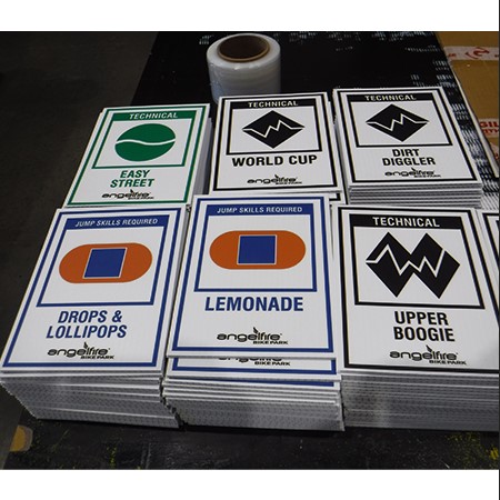 Mini replicas of on mountain trail signs, perfect for retail stores, member giveaways, trophies or staff names. Available on aluminum, dibond, PVC, magnets, or as a decal - Inter-Mtn. Enterprises.. Click to expand image