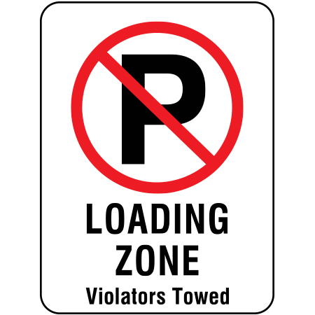 S119 No parking loading zone, 18 x 24. Reflective aluminum, traffic sign for all parks, recreational facilities, municipal, city, town. Rules and conditions of your specific area, jurisdiction, produced by Inter-Mtn.. Click to expand image