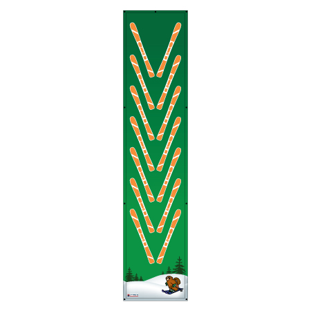 Ski Learning Mat, Uphill Step, Lightweight Mesh Material with Digital Print, Standard 1.5" Hems, Grommets and 1.5" Hook Velcro on Backside.. Click to expand image