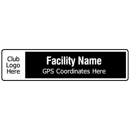 Snowmobile trail sign with club logo and facility name and GPS Coordinates here sign for snowmobile clubs by Inter-Mtn.. Click to expand image