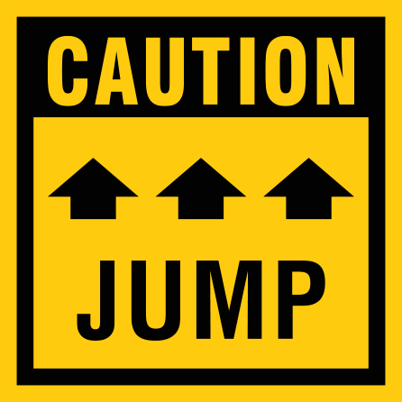 B411, 18 x 18, 12 x 12, caution drop, arrows pointing up, Mountain bike risk and liability, safety, summer, trail, downhill, available on white or yellow coroplast and 12 gauge sign grade aluminum sheeted with top quality, high performance print* or vinyl graphics.. Click to expand image