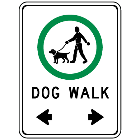 PS-054 Dogs on leash allowed, 18 x 24. Reflective aluminum, pedestrian sign for all parks, recreational facilities, municipal, city, town. Rules and conditions of your specific area, jurisdiction, produced by Inter-Mtn.. Click to expand image