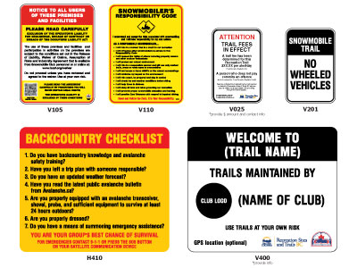 Aluminum signs for snowmobile clubs