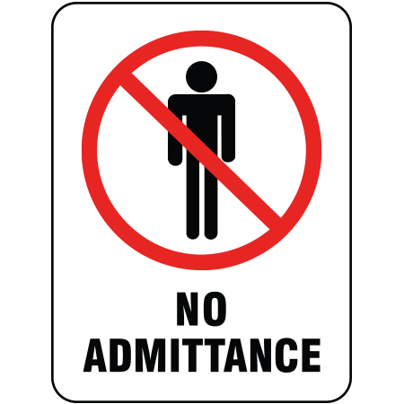 L223 No Admittance 18" x 24" White Reflective Aluminum lift sign for ski areas - produced by Inter-Mtn.. Click to expand image