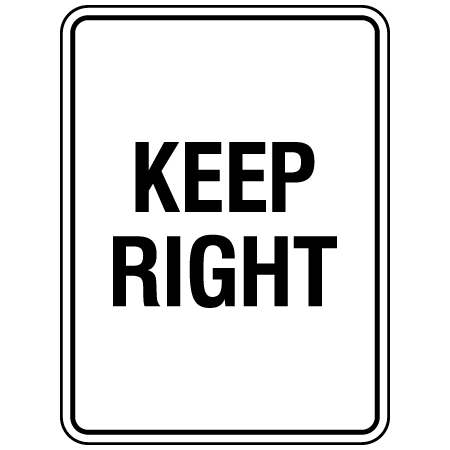 Aluminum sign with rounded corners that advises snowmobilers and drivers to "keep right". Click to expand image
