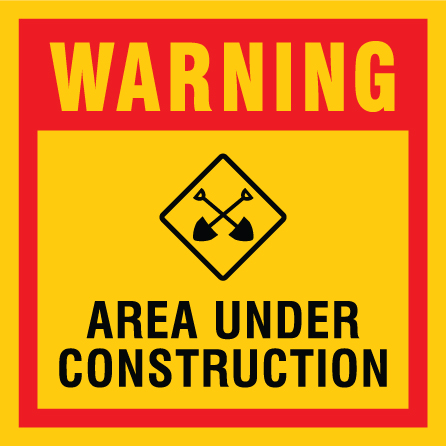 B314, 18 x 18, 12 x 12, warning area under construction, Mountain bike risk and liability, safety, summer, trail, downhill, available on white or yellow coroplast and 12 gauge sign grade aluminum sheeted with top quality, high performance print* or vinyl graphics.. Click to expand image