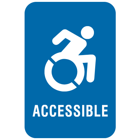 S125 Accessible Parking with Accessibility Symbol, 12 x 18. Reflective aluminum, traffic sign for all parks, recreational facilities, municipal, city, town. Rules and conditions of your specific area, jurisdiction, produced by Inter-Mtn.. Click to expand image