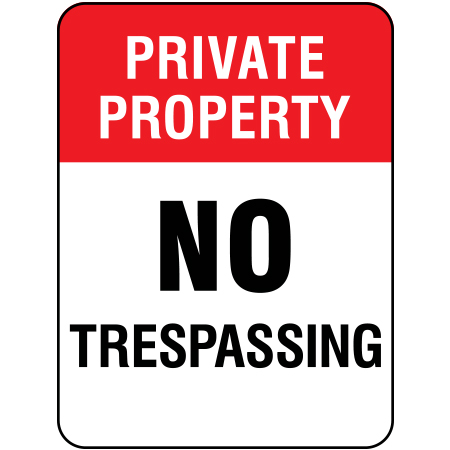 S213 Private Property - No Trespassing 18" x 24" White Reflective Aluminum Sign for ski areas produced by Inter-Mtn.. Click to expand image