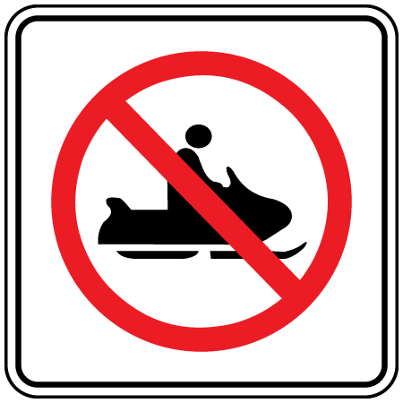 No snowmobiles sign. Click to expand image