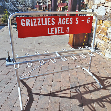 Sign Frame for Kids 10' Standard Aluminum Ski Rack 36" x 96".. Click to expand image