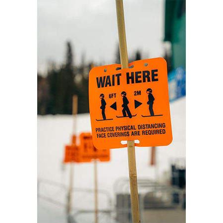 11.5" x 11.5" Orange Square Disc - Wait Here Practice Physical Distancing.. Click to expand image