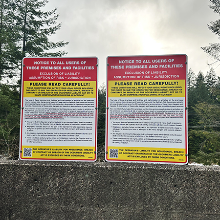 H621 24" x 36" (actual size 60x90cm) Aluminum Sign - Exclusion of Liability 2020 Version - Province Specific.. Click to expand image