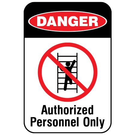 S431 Danger authorized personnel only, 12 x 18. Reflective Aluminum Sign, message for all parks, recreational facilities, municipal, city, town. Rules and conditions of your specific area, jurisdiction, produced by Inter-Mtn.. Click to expand image